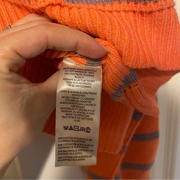 FP Movement by Free People Cropped Coral and Lavender Striped Sweater - Picture 9 of 13